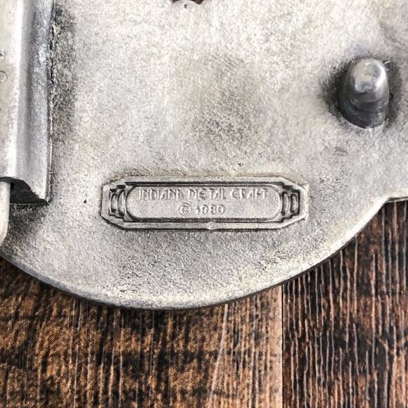 VTG Belt Buckle Flying Eagle Western Rugged Rustic USA 1980 Indiana Metal Craft - Picture 6 of 11